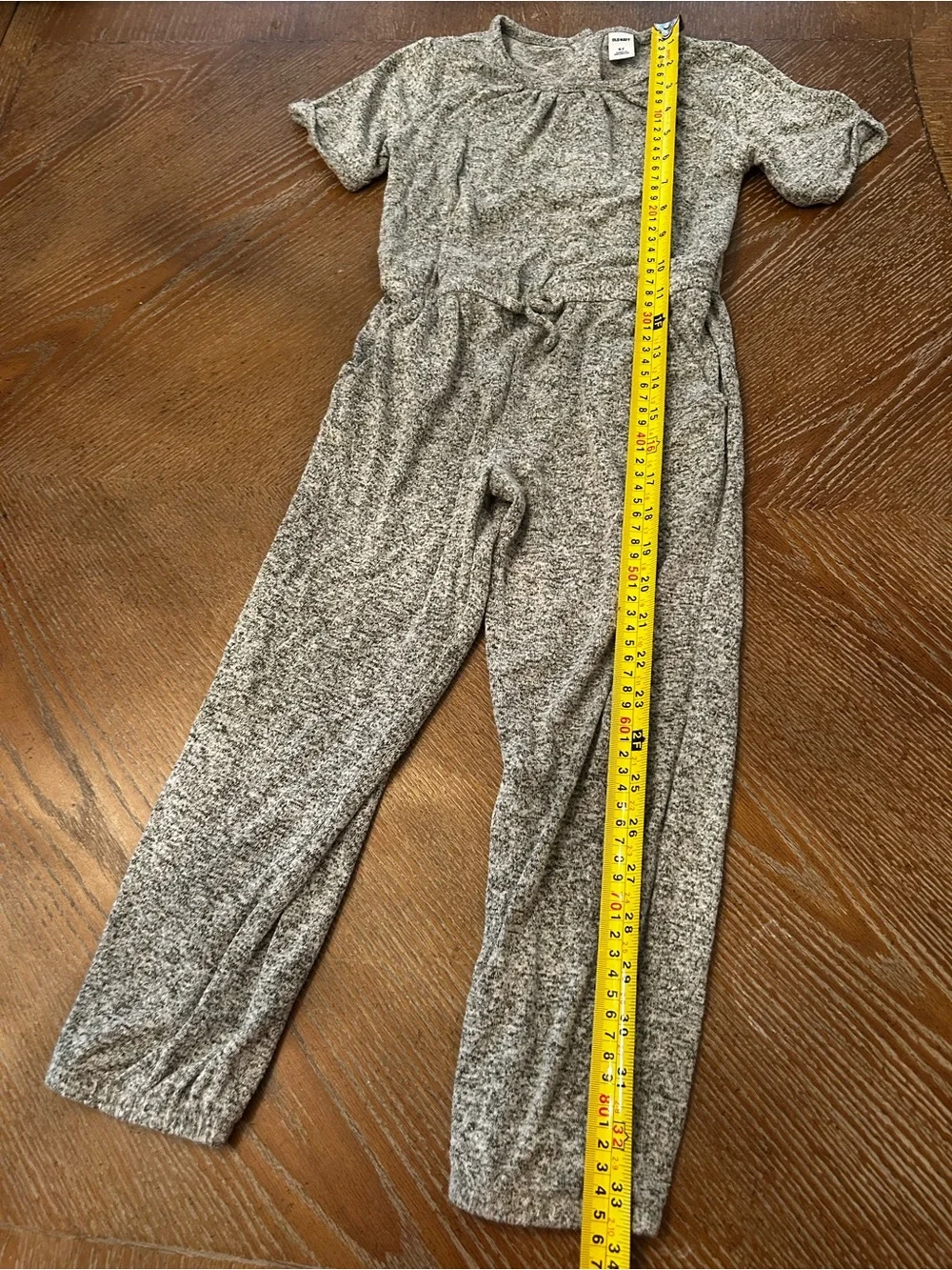 Old Navy Heather Gray Short-Sleeve Jumpsuit with Drawstring Waist